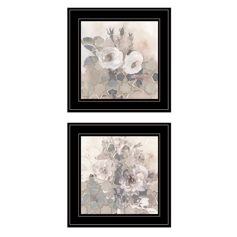 TrendyDecor4U Contemporary "Transitional Blooms" Framed Print Wall Art